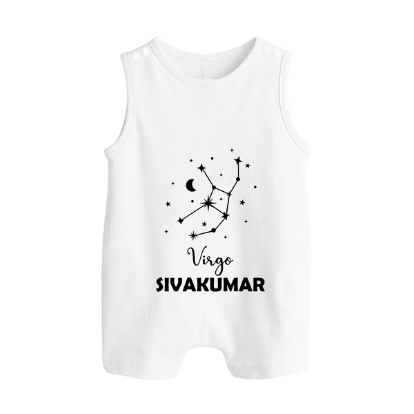 Virgo Star Sign Constellation Button Romper - WHITE - New Born (Chest 18")