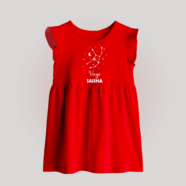 Virgo Star Sign Constellation Baby Frock - RED - 0 - 3 Months Old (Chest 17")