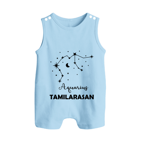 Aquarius Zodiac Constellation  Button Romper - BABY BLUE - New Born (Chest 18")