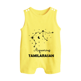 Aquarius Zodiac Constellation  Button Romper - PASTEL YELLOW - New Born (Chest 18")