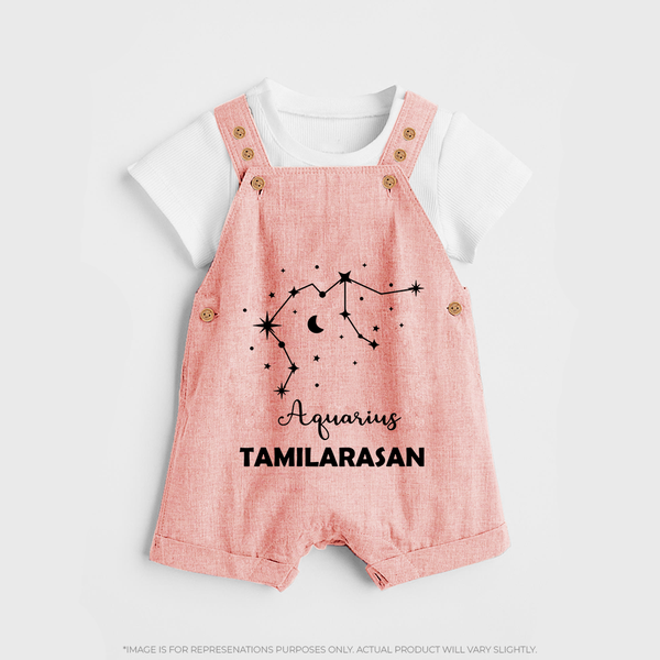 Aquarius Zodiac Constellation  Dungaree - PEACH - 0 - 5 Months Old (Chest 18")