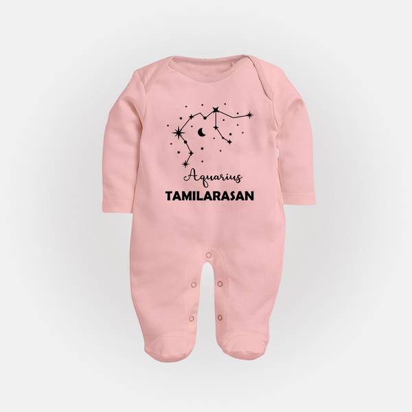 Aquarius Zodiac Constellation Fullbody Suit - BABY PINK - New Born (Chest 7.5")