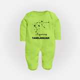 Aquarius Zodiac Constellation Fullbody Suit - LIME GREEN - New Born (Chest 7.5")