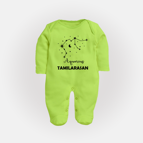 Aquarius Zodiac Constellation Fullbody Suit - LIME GREEN - New Born (Chest 7.5")