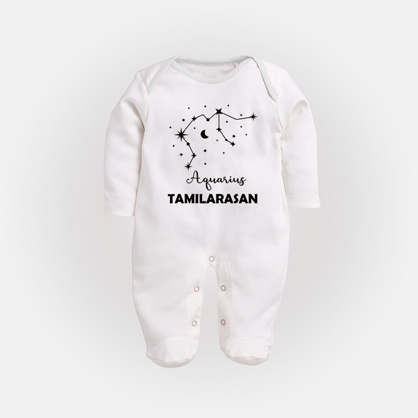 Aquarius Zodiac Constellation Fullbody Suit - WHITE - New Born (Chest 7.5")