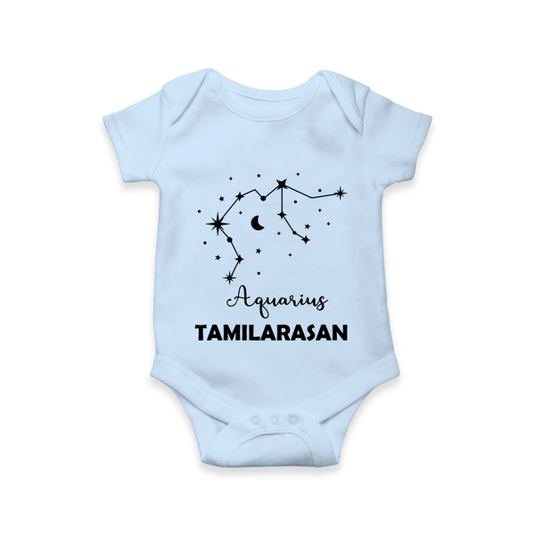 Aquarius Zodiac Constellation  Romper - BABY BLUE - New Born (Chest 14")