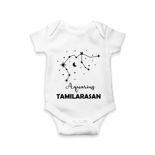 Aquarius Zodiac Constellation  Romper - WHITE - New Born (Chest 14")