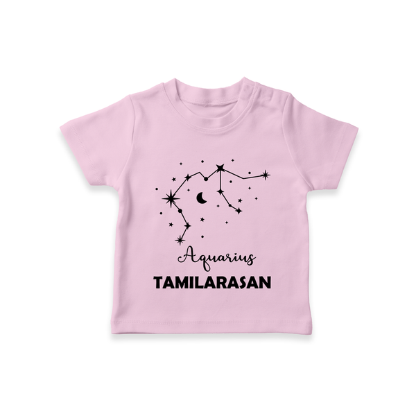 Aquarius Zodiac Constellation  T shirt  - BABY PINK - 0-5 Months Old (Chest 17")