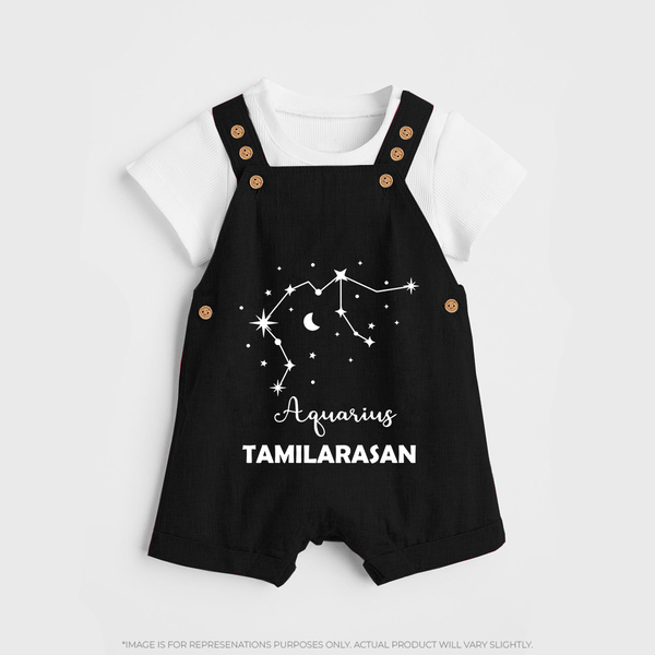 Aquarius Zodiac Constellation  Dungaree - BLACK - 0 - 5 Months Old (Chest 18")