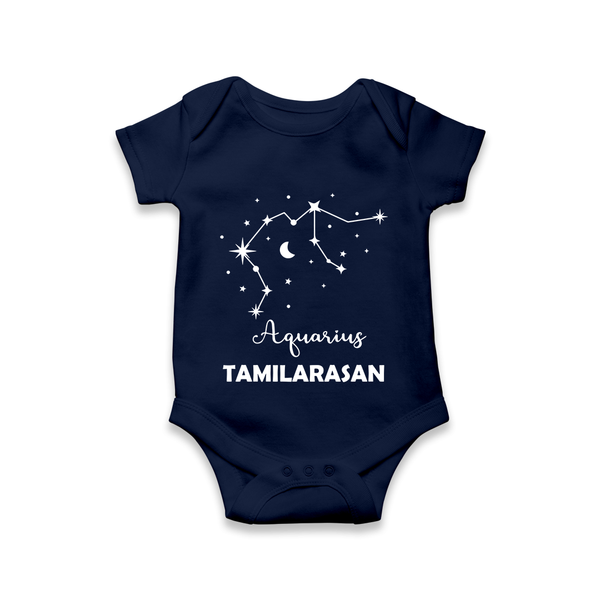 Aquarius Zodiac Constellation  Romper - NAVY BLUE - New Born (Chest 14")