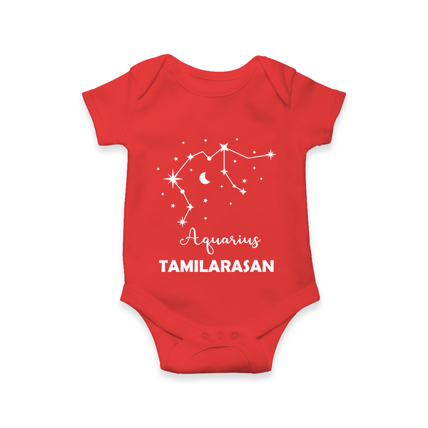 Aquarius Zodiac Constellation  Romper - RED - New Born (Chest 14")