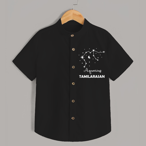 Aquarius Zodiac Constellation  shirt - BLACK - 0 - 6 Months Old (Chest 23")