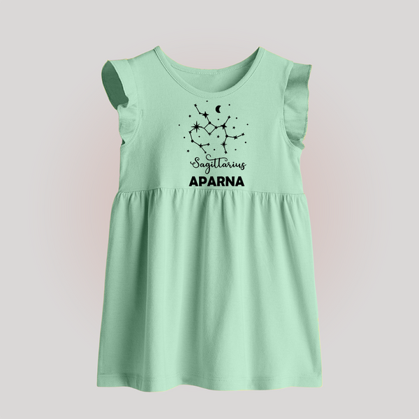 Sagittarius Constellation Baby Frock - MINT GREEN - 0 - 3 Months Old (Chest 17")