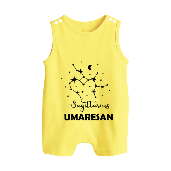 Sagittarius Constellation Button Romper - PASTEL YELLOW - New Born (Chest 18")