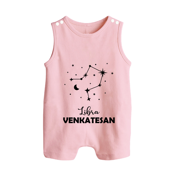 Libra Star Sign Button Romper - BABY PINK - New Born (Chest 18")