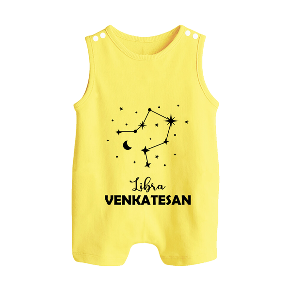 Libra Star Sign Button Romper - PASTEL YELLOW - New Born (Chest 18")