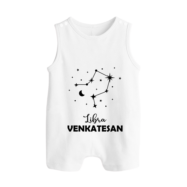 Libra Star Sign Button Romper - WHITE - New Born (Chest 18")