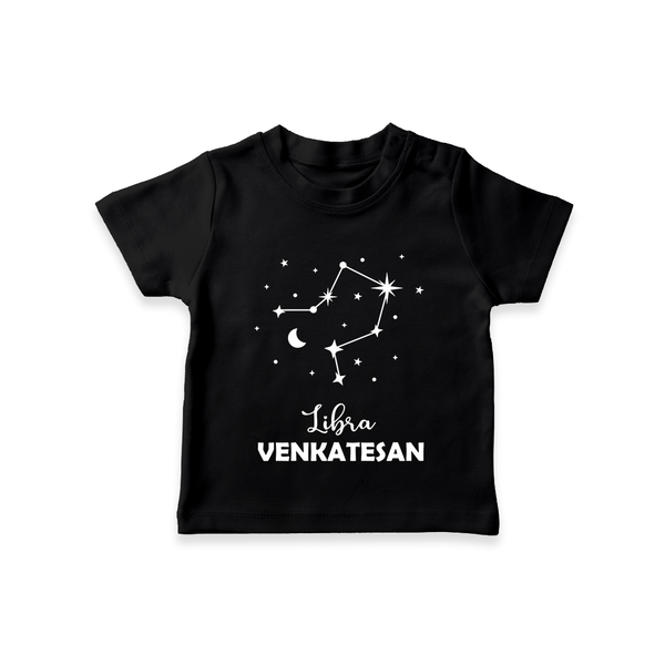 Libra Star Sign T shirt  - BLACK - 0-5 Months Old (Chest 17")