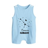 CancerStar Sign Constellation Button Romper - BABY BLUE - New Born (Chest 18")