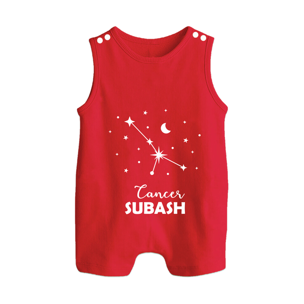 CancerStar Sign Constellation Button Romper - RED - New Born (Chest 18")