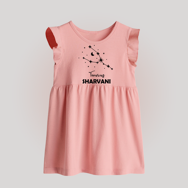 Taurus Zodiac Constellation Baby Frock - BABY PINK - 0 - 3 Months Old (Chest 17")