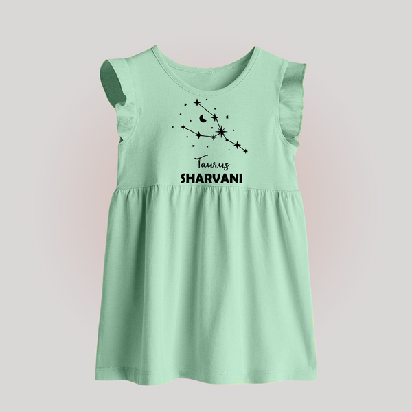 Taurus Zodiac Constellation Baby Frock - MINT GREEN - 0 - 3 Months Old (Chest 17")