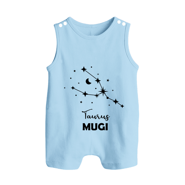 Taurus Zodiac Constellation Button Romper - BABY BLUE - New Born (Chest 18")