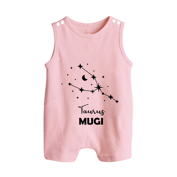 Taurus Zodiac Constellation Button Romper - BABY PINK - New Born (Chest 18")