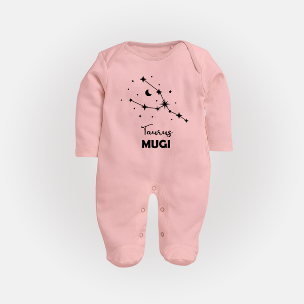 Taurus Zodiac ConstellationFullbody Suit - BABY PINK - New Born (Chest 7.5")