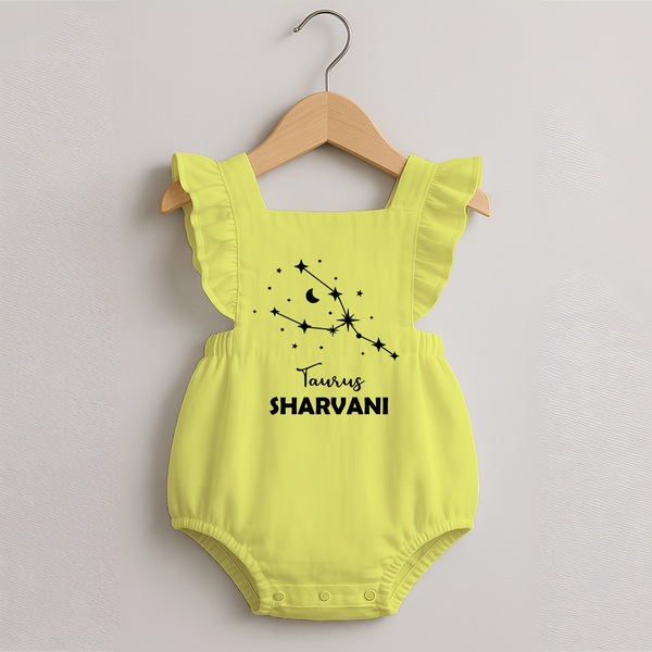 Taurus Zodiac Constellation Romper Frock - PASTEL YELLOW - 0 - 3 Months Old (Chest 19")
