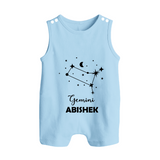 Gemini Zodiac Constellation  Button Romper - BABY BLUE - New Born (Chest 18")
