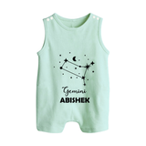 Gemini Zodiac Constellation  Button Romper - MINT GREEN - New Born (Chest 18")