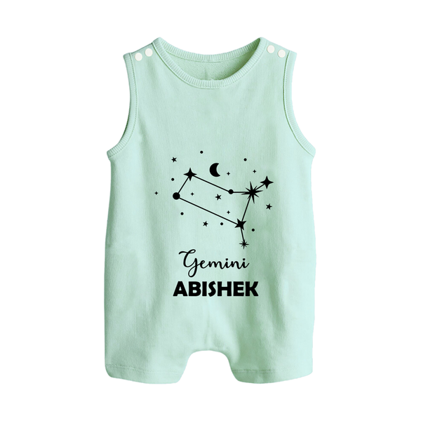 Gemini Zodiac Constellation  Button Romper - MINT GREEN - New Born (Chest 18")