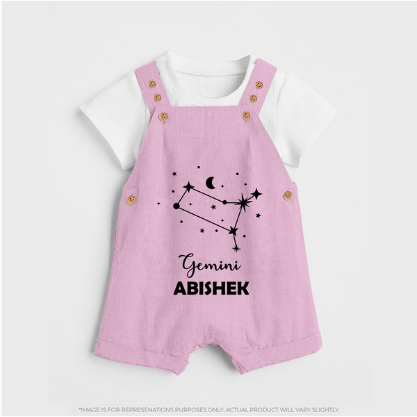 Gemini Zodiac Constellation  Dungaree - BABY PINK - 0 - 5 Months Old (Chest 18")