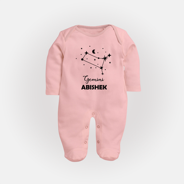 Gemini Zodiac Constellation Fullbody Suit - BABY PINK - New Born (Chest 7.5")
