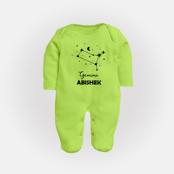 Gemini Zodiac Constellation Fullbody Suit - LIME GREEN - New Born (Chest 7.5")