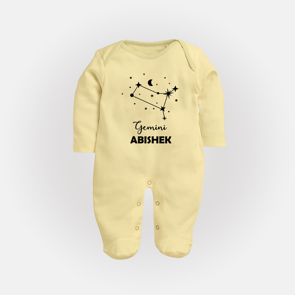 Gemini Zodiac Constellation Fullbody Suit - PASTEL YELLOW - New Born (Chest 7.5")