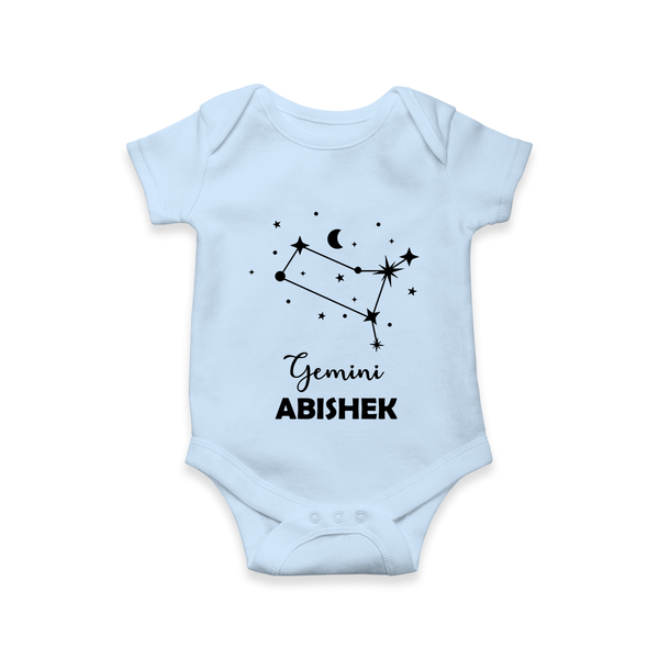 Gemini Zodiac Constellation  Romper - BABY BLUE - New Born (Chest 14")