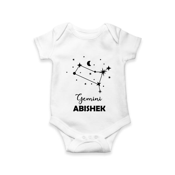 Gemini Zodiac Constellation  Romper - WHITE - New Born (Chest 14")