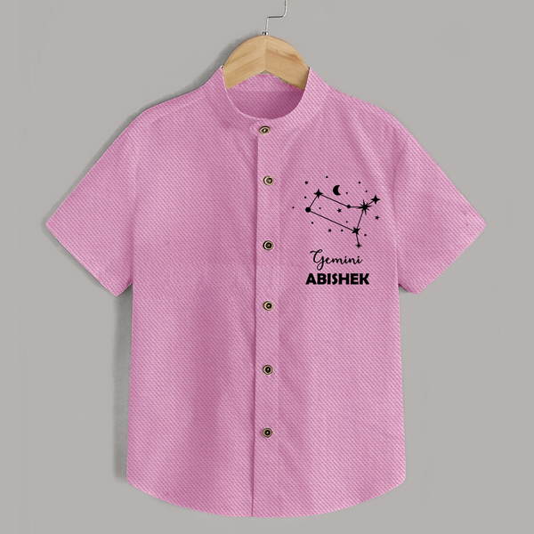 Gemini Zodiac Constellation  shirt - BABY PINK - 0 - 6 Months Old (Chest 23")