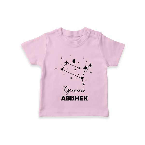 Gemini Zodiac Constellation  T shirt  - BABY PINK - 0-5 Months Old (Chest 17")