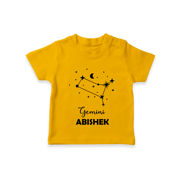 Gemini Zodiac Constellation  T shirt  - CHROME YELLOW - 0-5 Months Old (Chest 17")