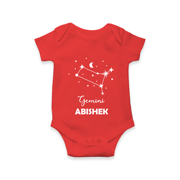 Gemini Zodiac Constellation  Romper - RED - New Born (Chest 14")