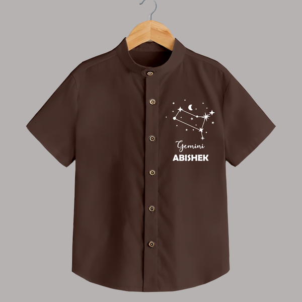Gemini Zodiac Constellation  shirt - CHOCOLATE BROWN - 0 - 6 Months Old (Chest 23")
