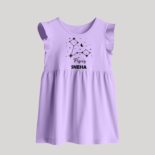 Pisces Star Sign Constellation  Baby Frock - LILAC - 0 - 3 Months Old (Chest 17")
