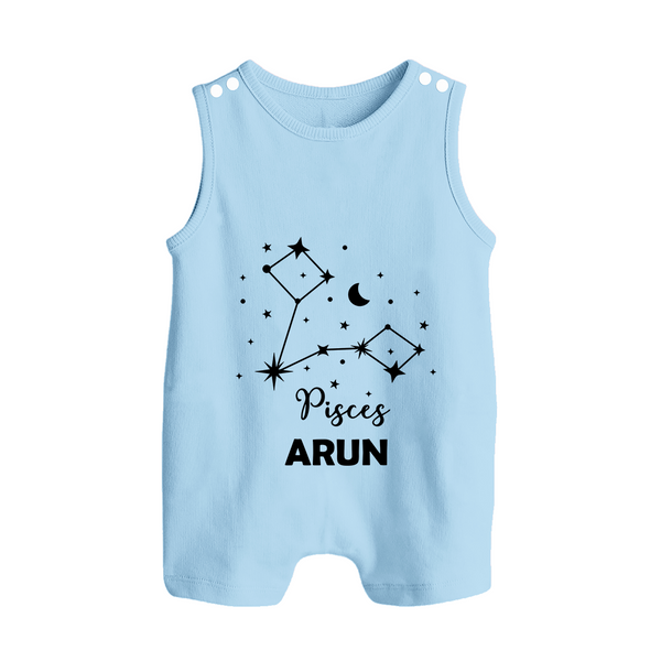 Pisces Star Sign Constellation  Button Romper - BABY BLUE - New Born (Chest 18")