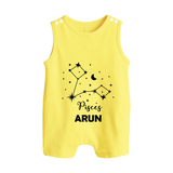 Pisces Star Sign Constellation  Button Romper - PASTEL YELLOW - New Born (Chest 18")