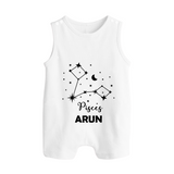 Pisces Star Sign Constellation  Button Romper - WHITE - New Born (Chest 18")