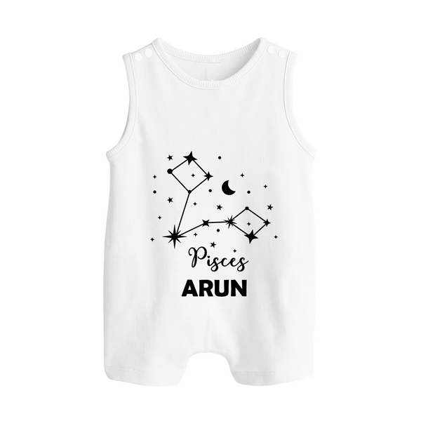 Pisces Star Sign Constellation  Button Romper - WHITE - New Born (Chest 18")