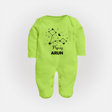 Pisces Star Sign Constellation Fullbody Suit - LIME GREEN - New Born (Chest 7.5")